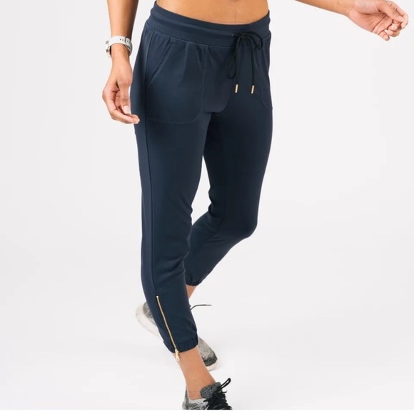 ZYIA Navy Jogger Pants with Gold Zipper Detail - Picture 2 of 5